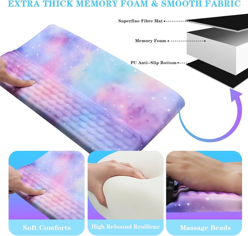 KEPUTAIER Computer Keyboard Stand with Wrist Rest, Ergonomic Tilted Keyboard Holder - Keyboard Riser with Wrist Pad - Keyboard Tray Support for Office Home -Colorful Stars - Image 5
